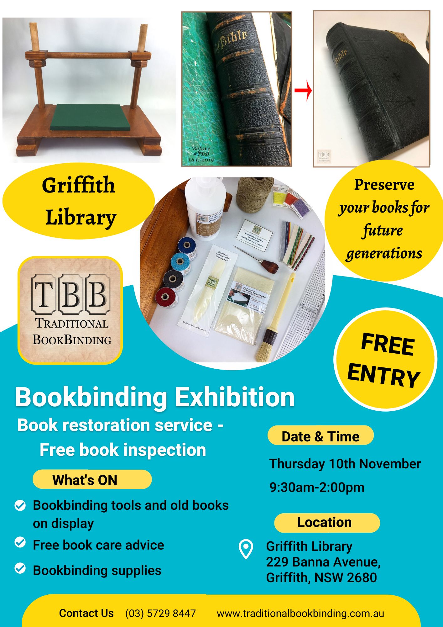 Traditional Bookbinding Exhibition at Griffith City Library